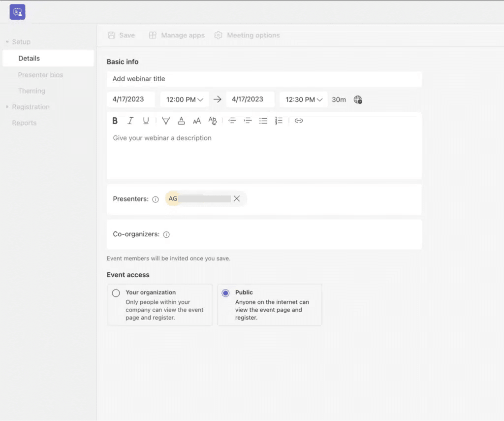 Microsoft Teams - Webinar Details